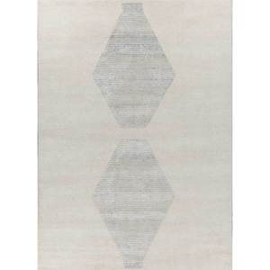 Tapis Zuri en laine et soie de bambou noué à la main, motif géométrique, rectangulaire, pour salon, à poils longs, AIWB-3069 - Product Image 1