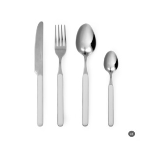 Durable Stainless Steel Set 24-pcs Flatware Mirror Polish Modern Elegant & Refined Design White Color Eclipse by Excelsa - Product Image 1