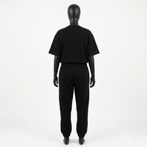 ชุดเสื้อยืดและกางเกงขายาวสีดำผ้าฝ้ายพรีเมียม 200 GSM สำหรับผู้หญิง เนื้อผ้านุ่ม ระบายอากาศดี สไตล์สตรีทแวร์ รับสกรีนโลโก้ ชุดเซ็ตสำหรับผู้หญิง - Product Image 2