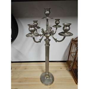 Shiny Polish 5 Arms <b>Silver</b> Candle Stand For <b>Candlestick</b> Holder Event Party Table Decoration Supplies - Product Image 4