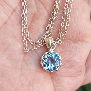 Navya Craft 925 <b>Solid</b> Sterling <b>Silver</b> Blue Topaz Handmade Women's Fashion Pendant <b>Necklace</b> for Christmas Valentine's Day - Product Image 5