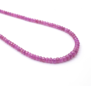 Pink Sapphire Faceted Roundel Shape Beads Necklace With <b>Silver</b> Adjustable Chain & Lock - Product Image 2