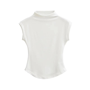 เสื้อแขนกุดเสื้อยืดสตรีผ้าฝ้าย100% สำหรับฤดูใบไม้ผลิฤดูร้อน - Product Image 5