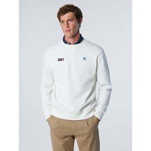 T-shirt Girocollo in Cotone 100% Lavorato a Maglia North Sails GB1 Marshmallow con Logo Ricamato - Product Image 4