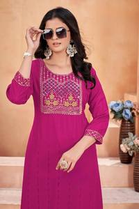 Lourd rayonne Bombay motif kurtis Multi broderie séquence travail indien et pakistanais vêtements - Product Image 4