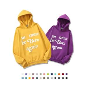 Customizable Men's 3D Puff Printing Foam Hoodie 100% <b>Cotton</b> Drop Shoulder Flared Cropped Tracksuit Thick <b>Raw</b> Hem ODM Wholesale - Product Image 5