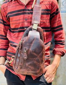 Sac à bandoulière pour homme en cuir véritable vintage L-214 avec logo Crazy Horse, grande capacité - Product Image 6