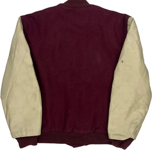 เสื้อเบสบอล/บาสเก็ตบอล/วาร์ซิตี้/ซาฟารี ทรงครอป ผ้าคอตตอนหนานุ่ม แต่งลายแบบดิสเทรส ติดกระดุมเขาสัตว์ สำหรับผู้ชาย รุ่น Winter Custom Coated Stand Heavyweight - Product Image 6