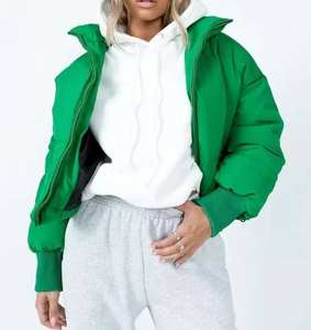 Chaqueta Bomber Holgada de Invierno para Mujer, Personalizada, con Cierre Completo, Manga Larga, Cuello Alto, Impermeable, Rellena de Algodón - Product Image 3