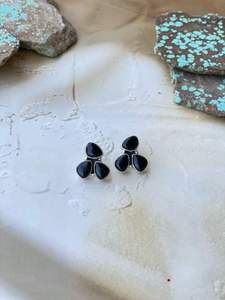 Three Stone Sterling Silver <b>Post</b> <b>Earrings</b> Handmade Natural Gemstone Accessories - Product Image 2