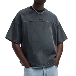 OEM Custom <b>Men's</b> Crew Neck Short Sleeve 100% Cotton <b>T</b>-<b>Shirt</b> High Quality Knitted Oversized Drop Shoulder for <b>Men</b> - Product Image 5