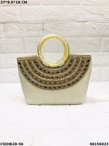 Radiant Reverie Craftstages International Handcrafted Stone Beaded Jute Clutch <b>Bag</b> Stylish Bridal Purse <b>for</b> <b>Weddings</b> Evening - Product Image 4