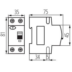 เบรกเกอร์แบบดิฟเฟอเรนเชียล Ideal Kr06 2P 6A รุ่น B6/30 50Hz 230V AC - Product Image 2
