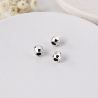Perles découpées au laser de 2,5 mm, facettées, en argent sterling 925, pour la fabrication de bijoux, vente en gros