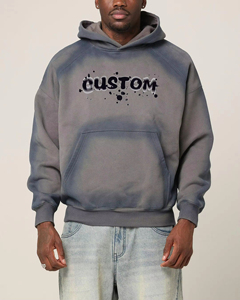 Pull de haute qualité 400 Gsm Sun Faded Hoodie Logo personnalisé Blanc Unisexe Drop Shoulder Heavyweight Men's Boxy Hoodies Fournisseur - Product Image 4