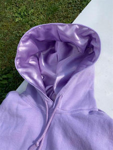 Custom Logo 100% Cotton <b>Oversized</b> Men's <b>Hoodie</b> <b>Long</b> Pullover With Puff Printing Silk Satin Lined Spring Season Print Pattern - Product Image 4
