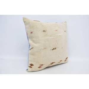 28x28 pulgadas Beige Toile Patchwork Lana Almohada Estilo Kantha Cojín con técnica tejida y patrón vintage - Product Image 3