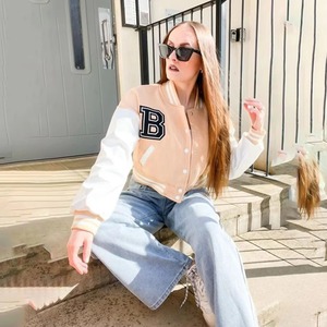 Vestes bomber pour femmes, mode baseball, automne, patchwork, boutons, crop top noir, vestes, manteaux, veste bomber pour femmes - Product Image 3