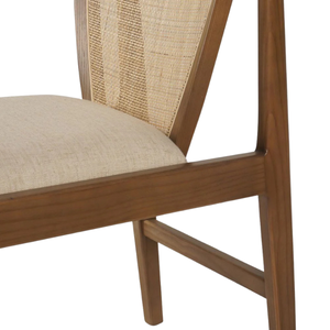 Chaise de salle à manger élégante, écologique et durable en teck avec siège rembourré et dossier effilé - Product Image 5