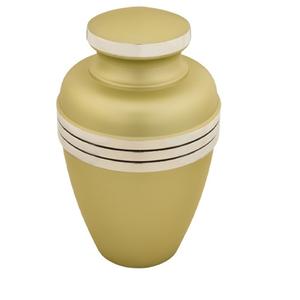 Urnas de cremación para adultos de latón de alta calidad con banda de peltre, urnas funerarias de Metal con acabado negro y dorado para cenizas humanas - Product Image 1