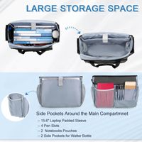 Bolso Tote para Maestras y Enfermeras, Resistente al Agua, con Cierre de Cremallera, Bolsillo Expandible para Archivos, Maletín para Portátil, para el Trabajo