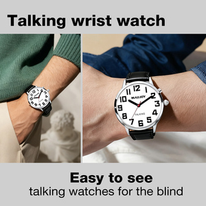 <span class=keywords><strong>Montre</strong></span>-bracelet pour hommes anglais, français, espagnol, allemand avec de grands <span class=keywords><strong>chiffres</strong></span> pour la reliure, les personnes âgées, les malvoyants ou les personnes âgées - Product Image 3