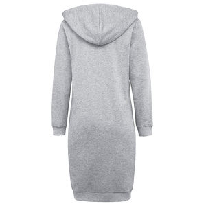 Vestido Sudadera con Capucha y Logotipo Personalizado para Mujer, con Cremallera Completa y Decoración de Insignia, 100% Algodón Canvas - Product Image 3