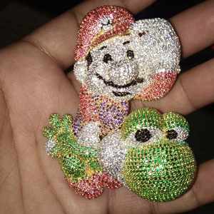 3.30Ct Corte redondo Real Moissanite Conejito Colgante de dibujos animados 14K Dos tonos Chapado en oro - Product Image 3