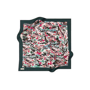 Luxury Hand-Drawn Designer <b>Silk</b> Crepe Satin <b>Scarf</b> 90x90cm - Product Image 1