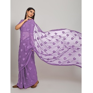 Diseño único indio boda fiesta desgaste étnico impreso Georgette Saree blusa mujer bordado última exportación calidad asegurada - Product Image 1