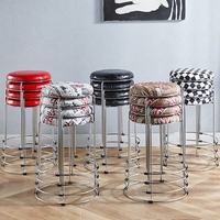 Chaise de bar en acier de style nordique, tabouret de salle à manger haut minimaliste et tendance pour îlot de cuisine, siège domestique en métal épaissi