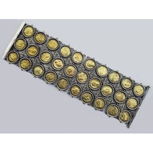 Bracelet antique en argent sterling 925, motif Constantinople, avec pièces de monnaie, bijou de collection culturelle, 174,5g, serti clos, pour femme - Product Image 3