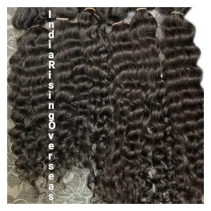 Indian Temple Raw Remy Cheveux Bundles Double Dessiné Qualité Extensions de Cheveux Humains Non Transformés avec Texture Lisse Vague Profonde - Product Image 1