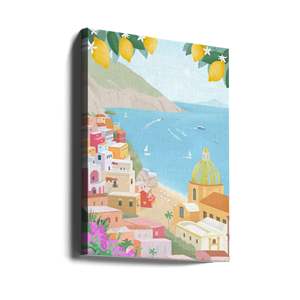 Panel de Lona de Positano, Italia, Decoración para el Hogar, Impresión Artística Elegante de una Pueblo Costero Italiano - Product Image 4