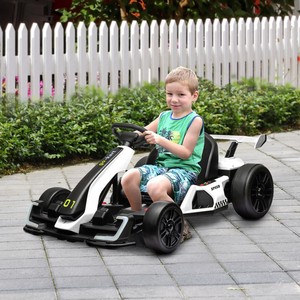 HOMCOM Go Kart Eléctrico de 24V para Niños con Asiento Ajustable, Música, Blanco - Product Image 5