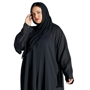 2024 Dubai Abaya EID Ramadan vêtements islamiques Cardigan Abaya Dubai modeste brodé grande taille femmes noir fermé Abaya robe - Product Image 4