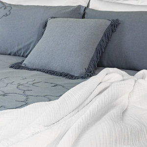 100% Cotton Bed <b>Linen</b> <b>Set</b> with Handmade Embroidery and Fringe Private Label Dyed with Lace-Premium Bedding - Product Image 1