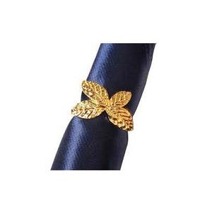 <b>Gold</b> Embossed Leaves Design Napkin Ring Table Decoration exquisite hotel Napkin ring designer royal look tableware set - Product Image 1