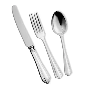 Wholesale Factory Direct Selling Brilliant Custom Metal Stainless Steel Hotel Cutlery Set Silver Plated Modern Flatware for Meal