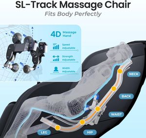 Fauteuil de massage complet pour le corps, fauteuil inclinable de massage Shiatsu à gravité zéro avec modes automatiques, rouleaux pour les pieds, chauffage du bas du dos et des mollets, yoga thaïlandais - Product Image 6