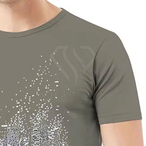 เสื้อยืดผู้ชายสีทึบผ้าคอตตอน100% วัสดุพรีเมียมประดับพลอยเทียมน้ำหนักเบา - Product Image 6