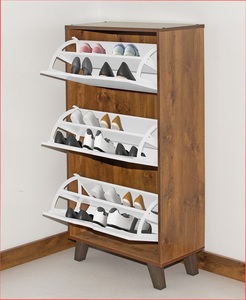 Mueble Organizador Contemporáneo de 3 Niveles con Puertas Abatibles para Sala de Estar/Apartamento, Ensamblaje DIY - Product Image 3