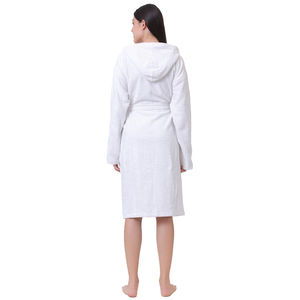Custom White Hotel Bathrobe 100% Cotton Towel Bathrobe Slippers Set Unisex Bathrobe With Logo - Product Image 5
