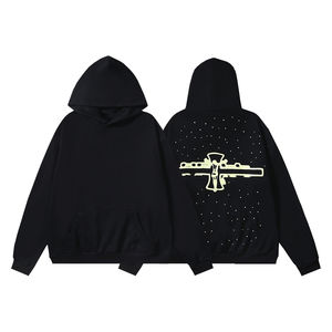 Sweats à capuche et sweat-shirts pour hommes Vente en gros Sweat à capuche version haute 100% coton mélangé Chip Hip Hop Peint à la main Street Pullover Hoodies - Product Image 1