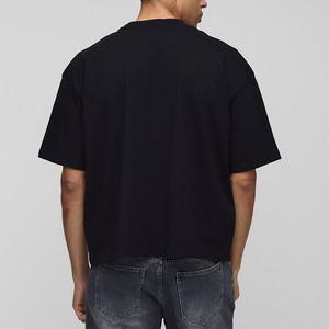 Camiseta negra de gran tamaño con estampado de hojaldre cuadrado de alta calidad hecha a medida para hombre, Camiseta estampada con diseño personalizado, Camiseta con estampado de logotipo - Product Image 5