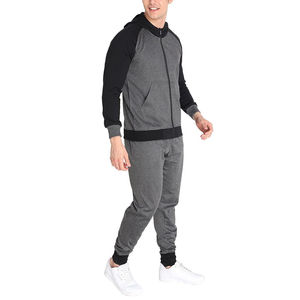 Ensemble de survêtement gris foncé uni pour homme, veste zippée en polaire premium et pantalon de jogging, vêtements de sport d'hiver, vente en gros, vente d'usine OEM - Product Image 6