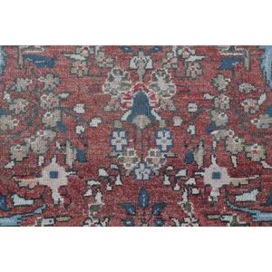 พรมวินเทจขนาด 2.6x9.6 ฟุต พรมตุรกีขนาดเล็ก ลายเรขาคณิตสีแดงพร้อมลวดลายดอกไม้ - Product Image 4