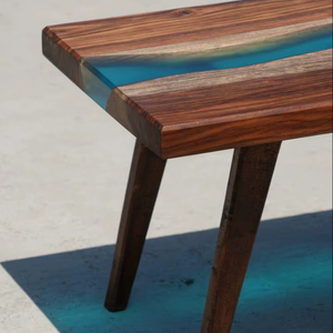 Luxury Foldable <b>Epoxy</b> River Dining <b>Table</b> | Turquoise <b>Resin</b> Solid Wood | Handmade Industrial Furniture for Home <b>resin</b> crafts sale - Product Image 1