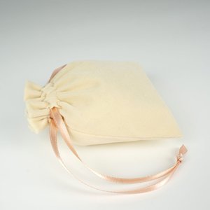 Blush Pink Velvet Rose <b>Drawstring</b> <b>Pouch</b> with Screen Printing Finish Recyclable for Storing Jewelry or Gems 4 5 (10 13 Cm) - Product Image 6