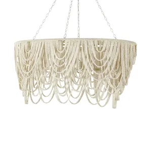 Cadre en fer design antique pendentif en tissu de couleur blanche pour décorer la maison hôtels restaurant avec pendentif en bambou métal indien - Product Image 1